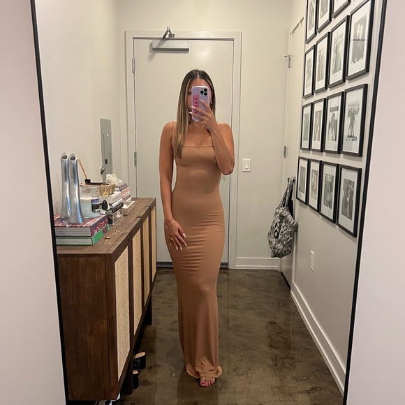 NWT Skims Soft Lounge Long Slip Dress XS SMALL Med Camel - Picture 4 of 9